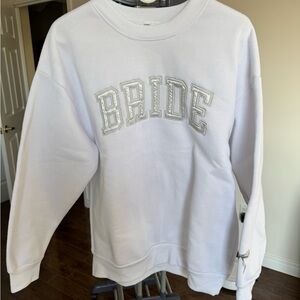 Chic White 'Bride' Women's Crew Neck Sweater